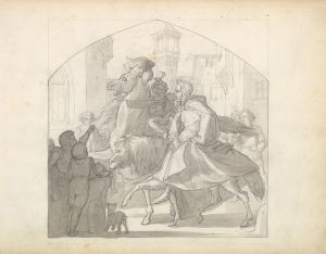 A Man and a Monkey Riding on Horseback