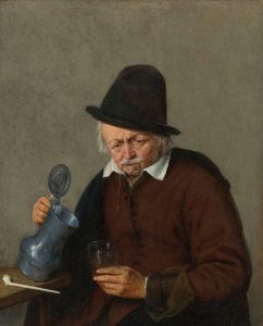A Man Holding A Tankard And A Glass