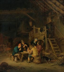 Four Card Players In A Rustic Interior