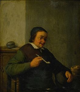 A man smoking in an interior