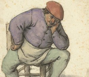 Seated Man, with his Left Foot on a Stove