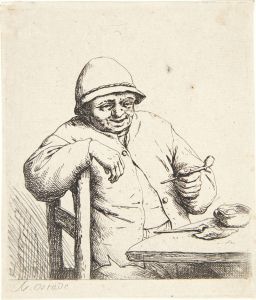 Farmer, sitting at a table with a pipe in his hand
