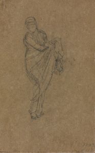 Standing Woman Holding Up Her Dress