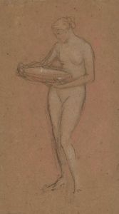 Standing Female Nude Holding a Bowl