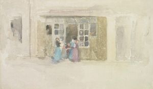 Women And Children Outside A Brittany Shop