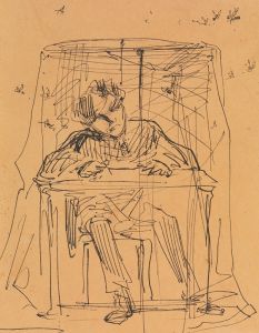 Man at Table beneath Mosquito Net