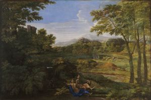Paysage avec deux nymphes et un serpent