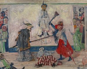 Skeletons Fighting over the Body of a Hanged Man