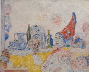 Pierrot and Skeleton in a Yellow Robe