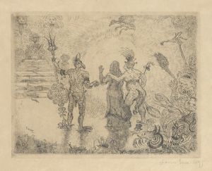 De duivels Dzitts en Hihanox leiden Christus naar de hel