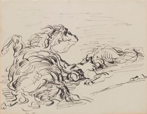 Fallen Arab Horseman with Cavorting Horse
