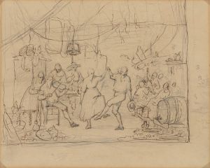 Herbergscène met dansend boerenpaar