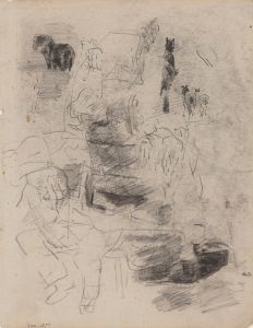 Horses and Seated Man