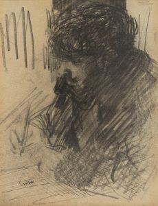 Portret van Dario de Regoyos schrijvende