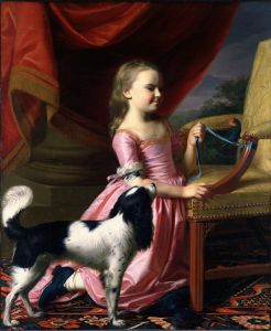 Young Lady With A Bird And A Dog