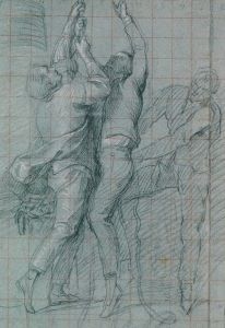Study for ‘The Surrender of the Dutch Admiral De Winter to Admiral Duncan, October 11, 1797’; Three Figures Raising the Colors