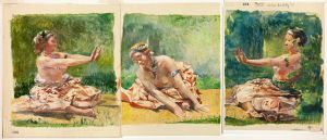 Siva Dance; Triptych of Seated Single Figures