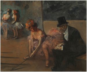 Danseuse et admirateur derrière la scène