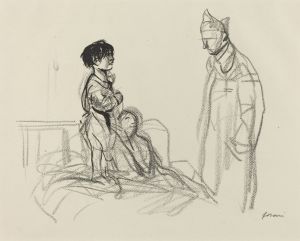 Mother and Child Visited by Soldier in Hospital