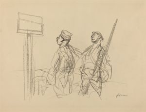 Two Soldiers Looking at a Placard
