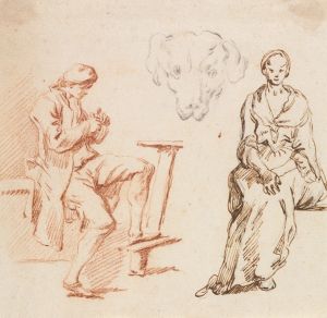 Sheet of Studies: Seated Man, Head  of a Dog, Seated Woman