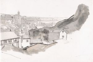 View of the Caelian Hill, Rome, with the church of Santi Giovanni e Paolo, seen from the Aventine, Rome