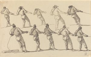 Ten Men Pulling on Ropes