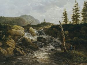 Mountainous Landscape with a Waterfall, Norway