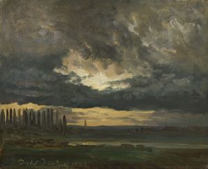 Cloud Study over the Elbe with Poplars