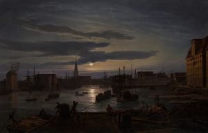 Copenhagen Harbor by Moonlight