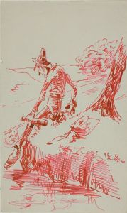 Man Fishing and Holding Bottle