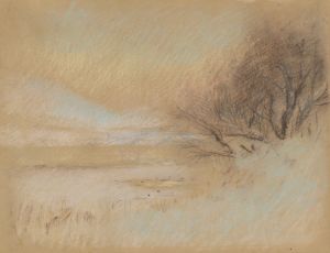 Winter landscape with river