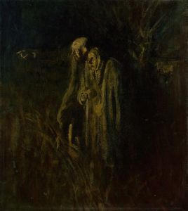 End of Life. Elderly Couple at Night