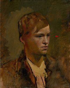 Fair-Headed Boy with Red Point in the Background