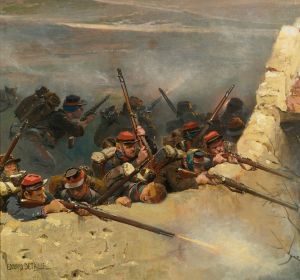 Embusqués Derrière Un Mur. Fantassins De La Ligne; A Fragment From The Panorama Of The Battle Of Champigny