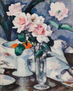 Pink Roses in a Glass Vase