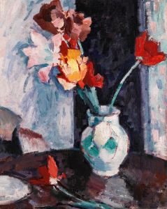Tulips In A White Vase