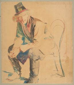 Cracow peasant sitting in a chair