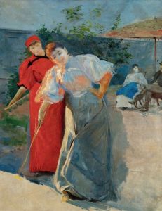 Playing croquet