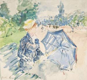 A Woman Seated at a Bench on the Avenue du Bois