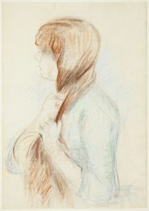 Girl Plaiting her Hair