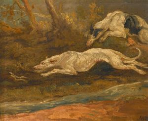 The Escape; Two Greyhounds Coursing A Hare