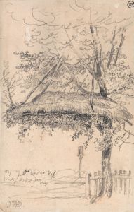 A Thatched Shelter Suspended from a Tree