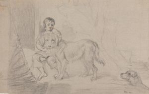 A Young Boy with Dogs