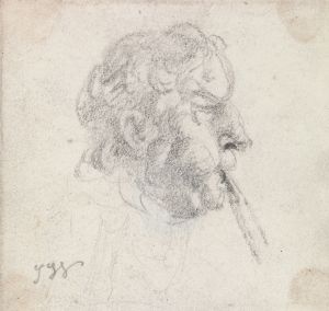 Head of a Man Blowing a Pipe