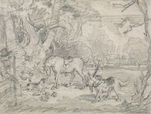 Lord Southampton’s Shooting Pony, with ‘Sailor’, His Retriever, and ‘Rover’, His Spaniel