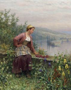 Brittany Girl Overlooking A Stream