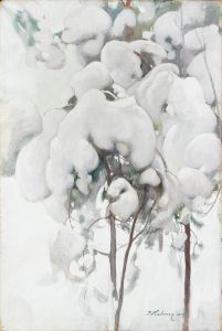 Snow-Covered Pine Saplings