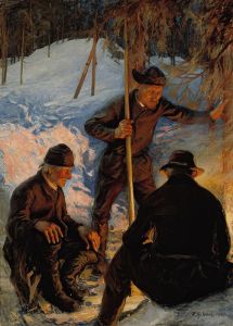 Lumberjacks around a Campfire