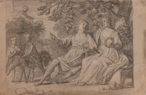 Pastoral scene of a man and a woman